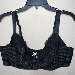 Dorina Wired Bra Size 40E Black Pinstripes Classy Business Non Padded Soft Cup